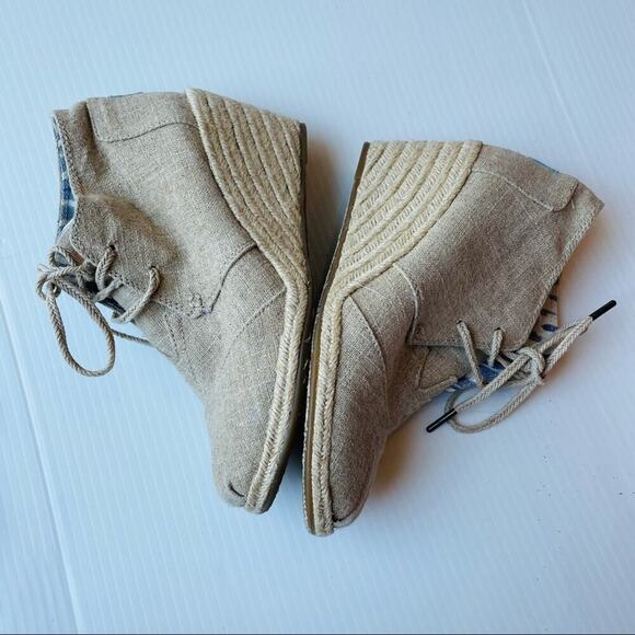 Toms desert wedge booties espadrille wedge lace-up bootie sz 8 - Picture 9 of 11